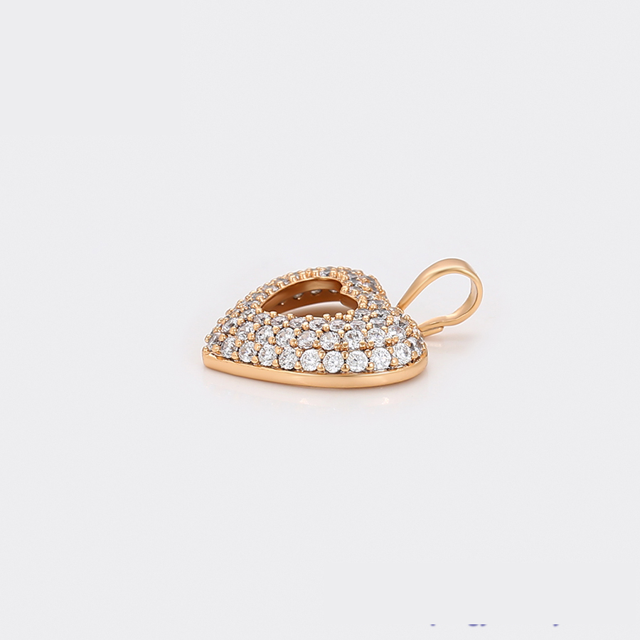 Gold Open Heart Crystal Pendant Necklace