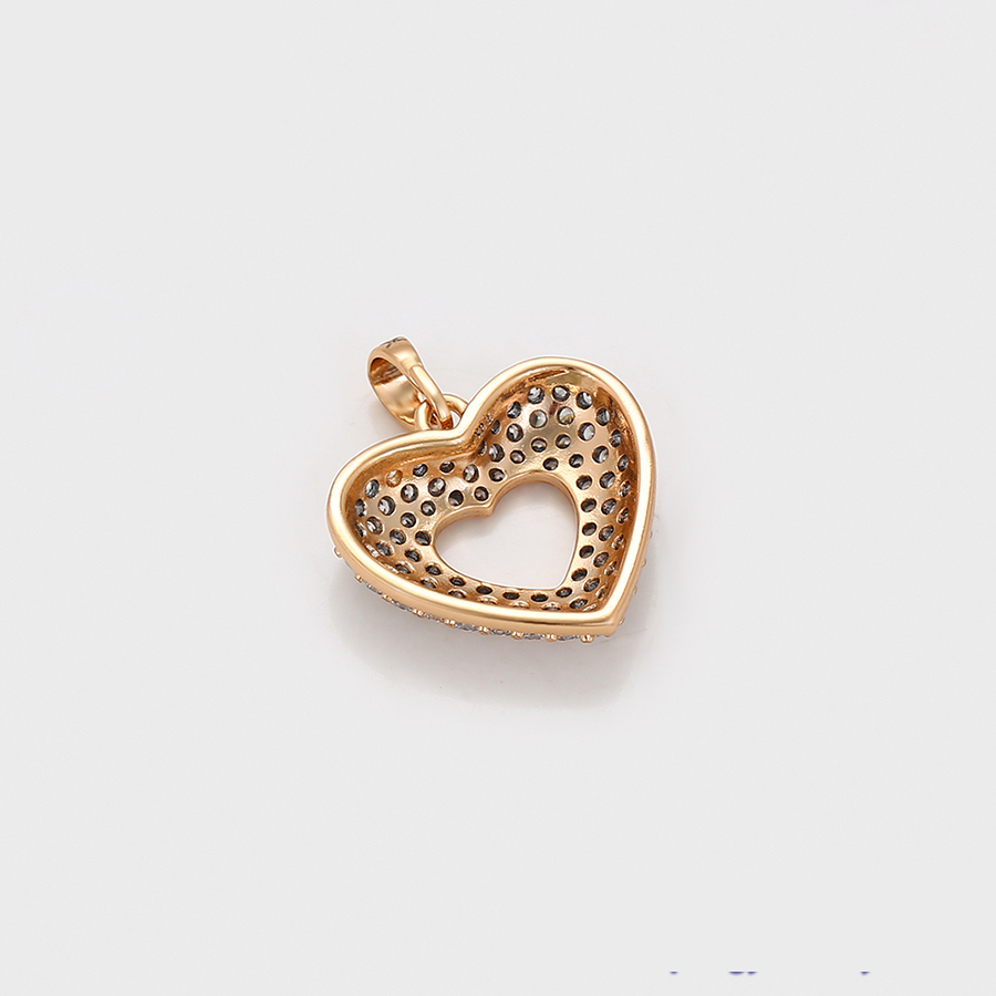 Gold Open Heart Crystal Pendant Necklace