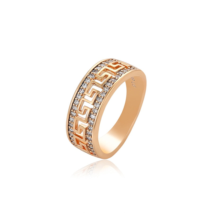 Greek Key Crystal Band Ring