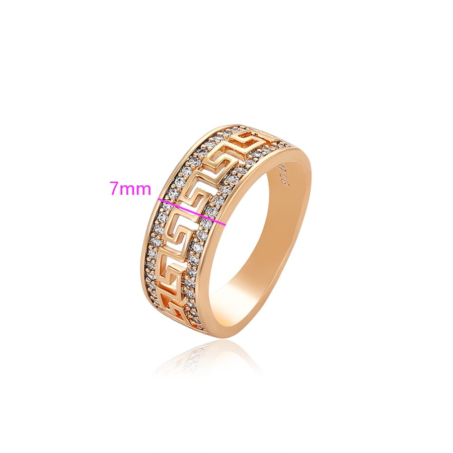 Greek Key Crystal Band Ring
