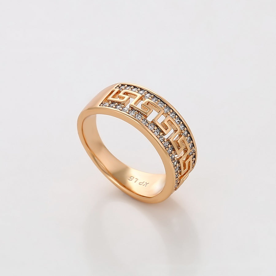 Greek Key Crystal Band Ring