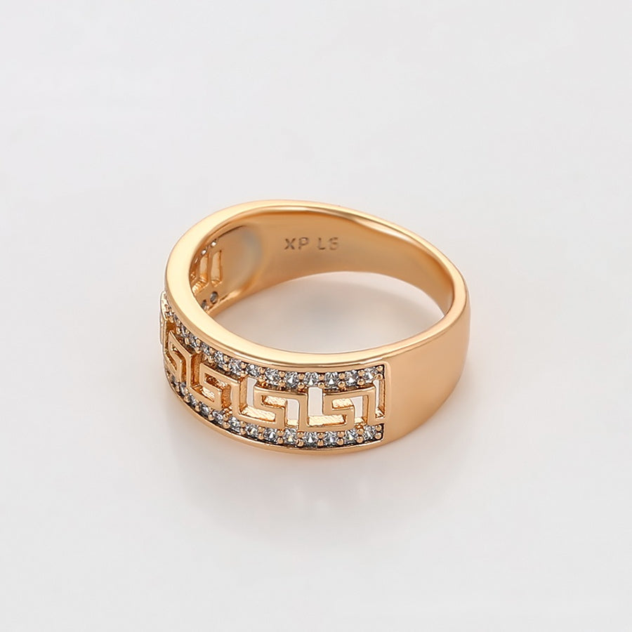 Greek Key Crystal Band Ring