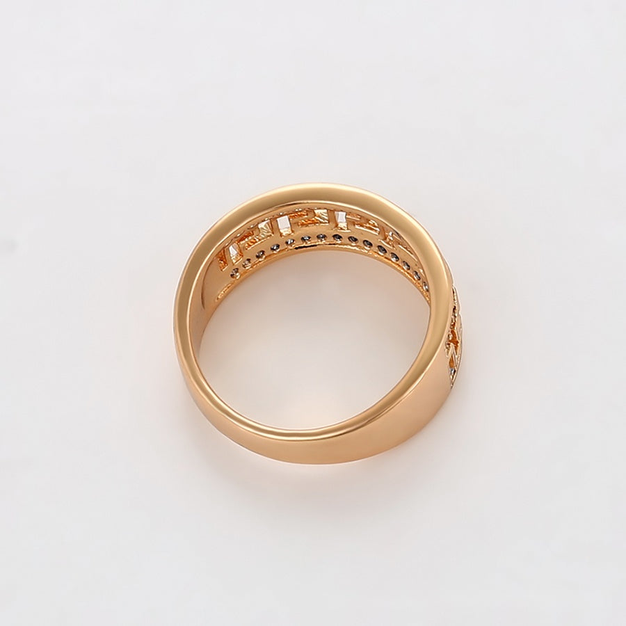 Greek Key Crystal Band Ring