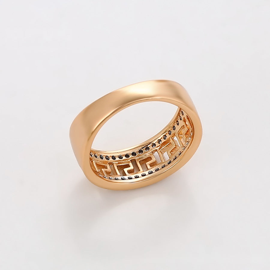 Greek Key Crystal Band Ring