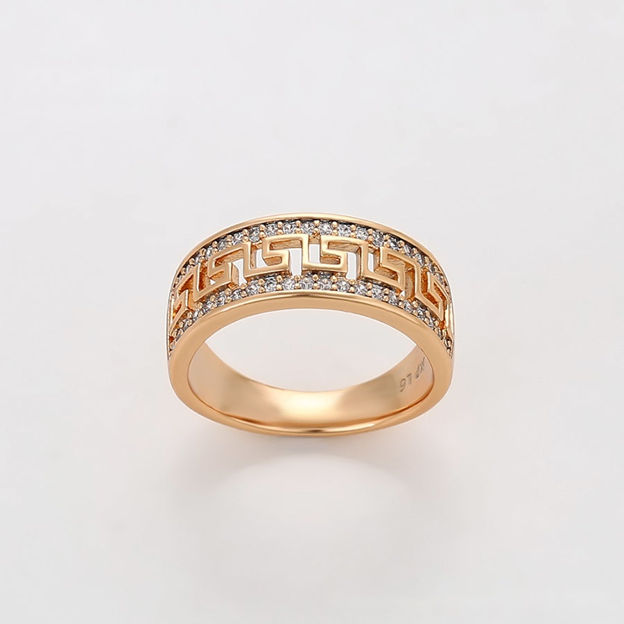 Greek Key Crystal Band Ring