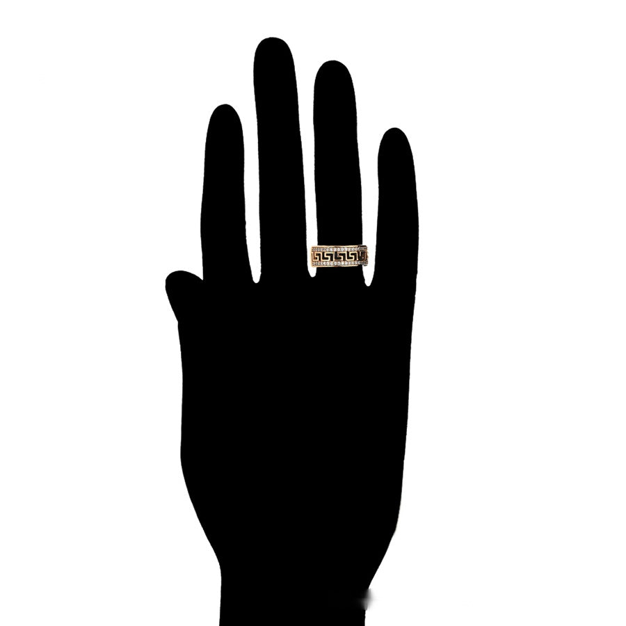 Greek Key Crystal Band Ring