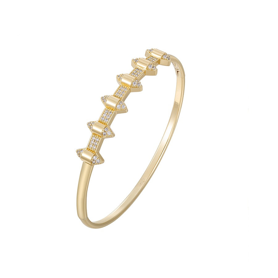 Gold Geometric Crystal Bangle Bracelet