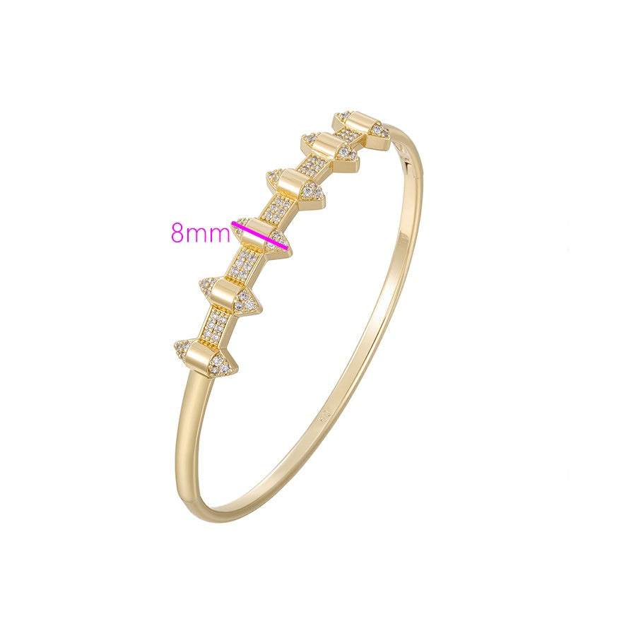 Gold Geometric Crystal Bangle Bracelet