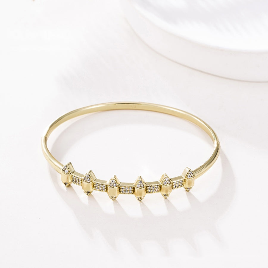 Gold Geometric Crystal Bangle Bracelet