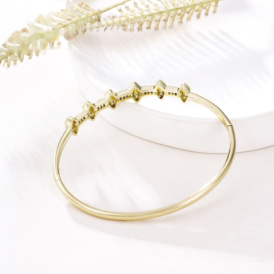 Gold Geometric Crystal Bangle Bracelet