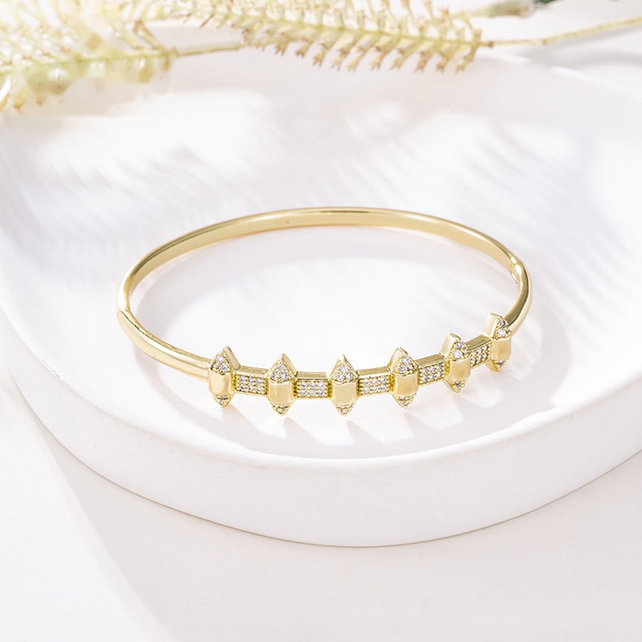 Gold Geometric Crystal Bangle Bracelet