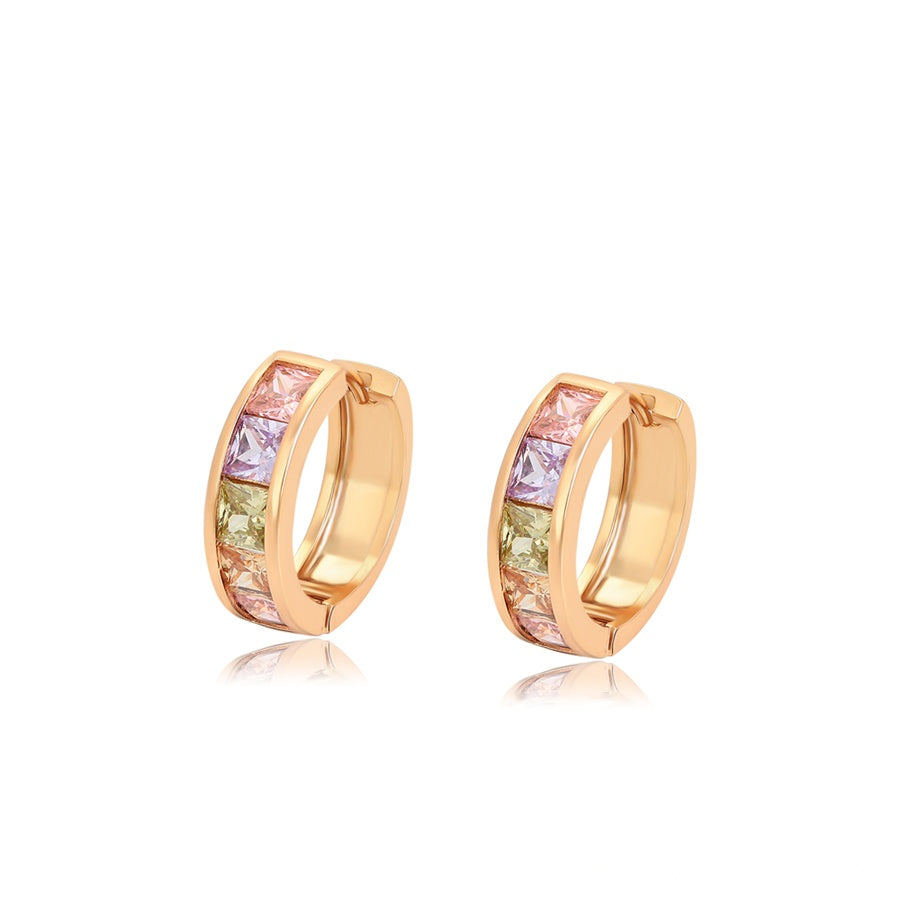 Rose Gold Multicolour Hoop Earrings
