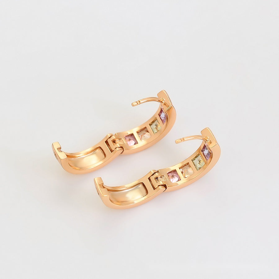 Rose Gold Multicolour Hoop Earrings
