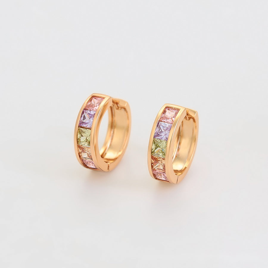 Rose Gold Multicolour Hoop Earrings