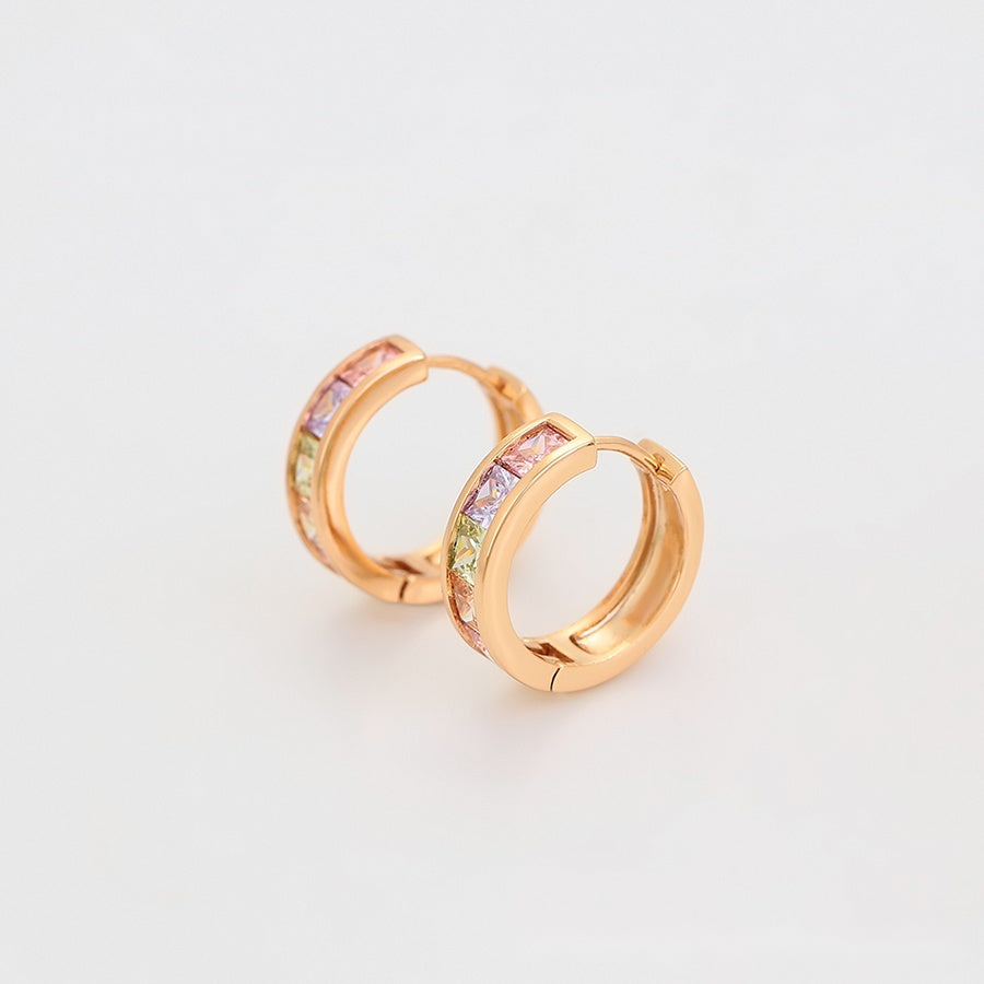 Rose Gold Multicolour Hoop Earrings