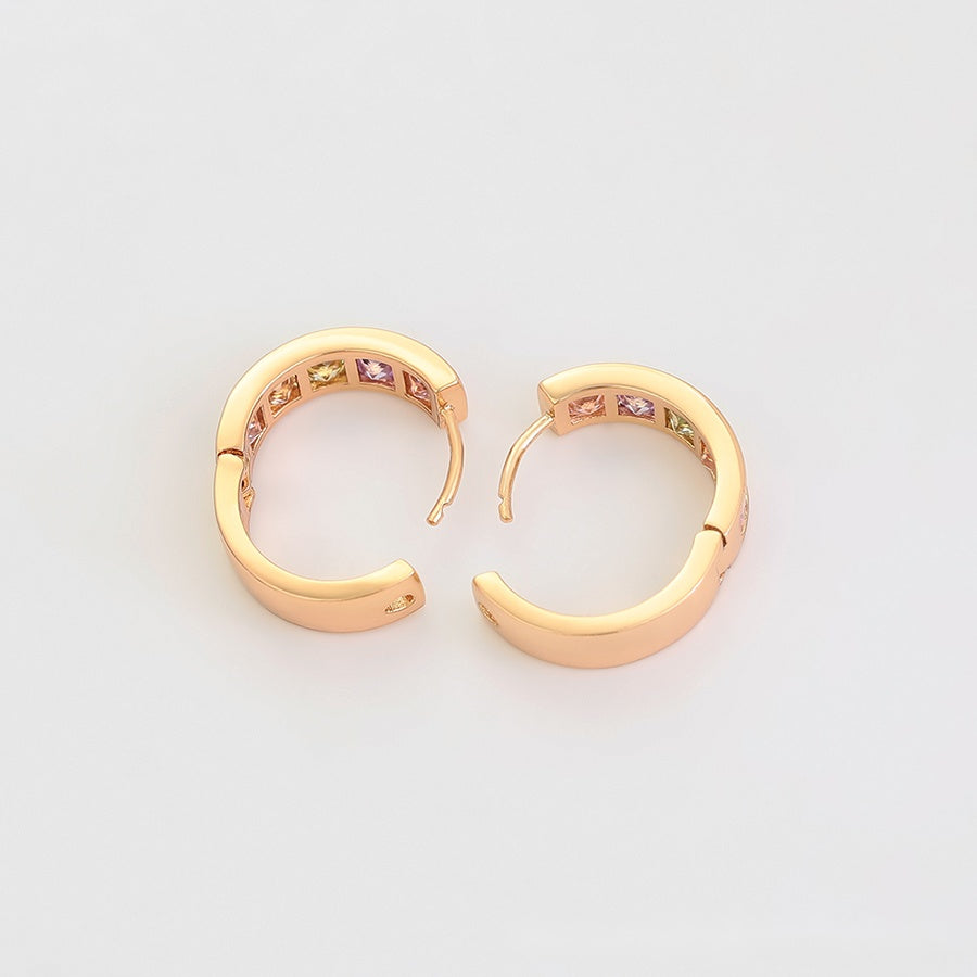 Rose Gold Multicolour Hoop Earrings