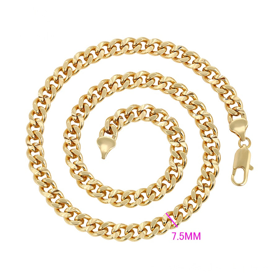 Gold Curb Chain Necklace - 7.5mm