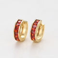 Gold Hoop Earrings with Red Stones