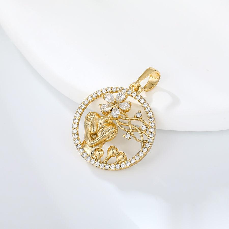 Gold Floral Lady Pendant Necklace