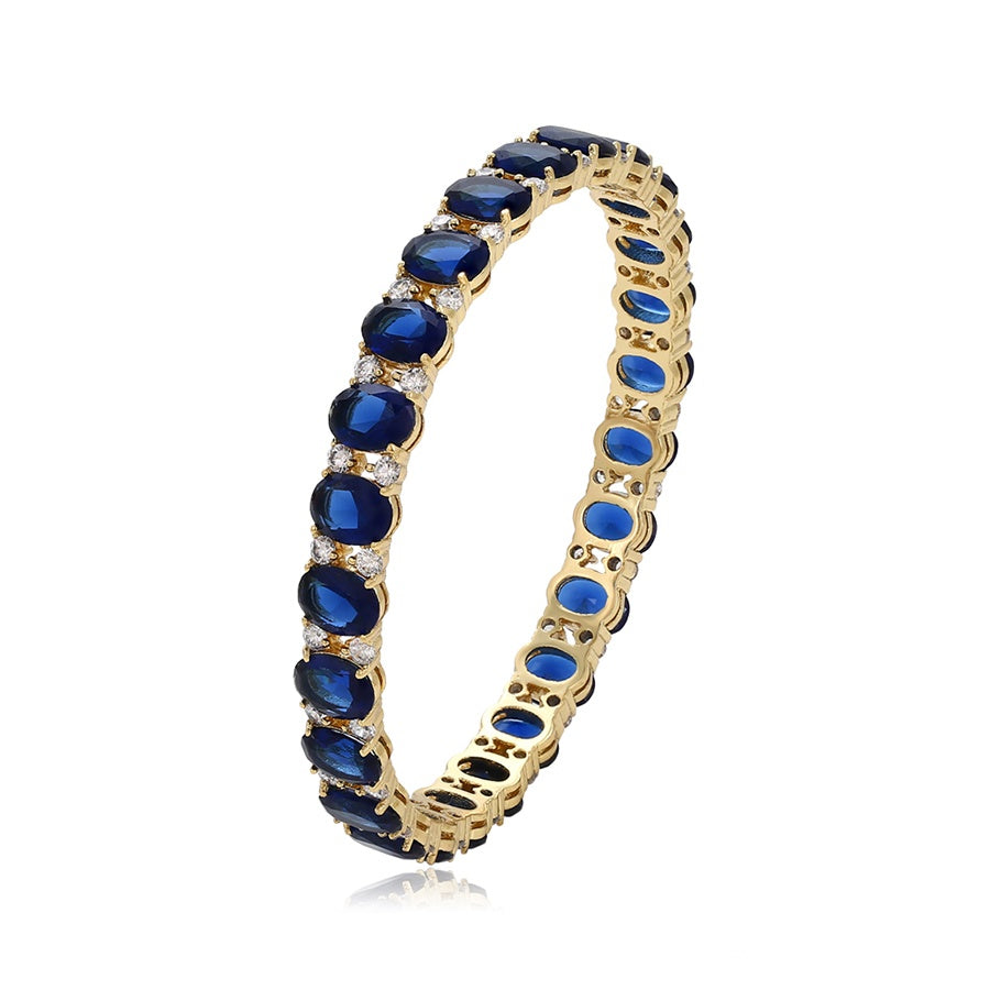 Royal Blue Oval Stone Bangle Bracelet