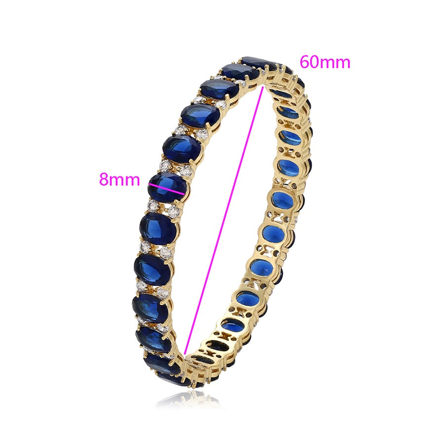 Royal Blue Oval Stone Bangle Bracelet