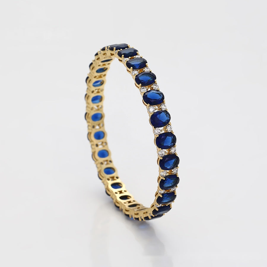 Royal Blue Oval Stone Bangle Bracelet