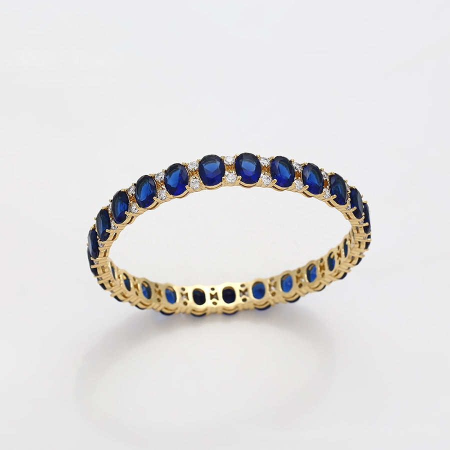 Royal Blue Oval Stone Bangle Bracelet
