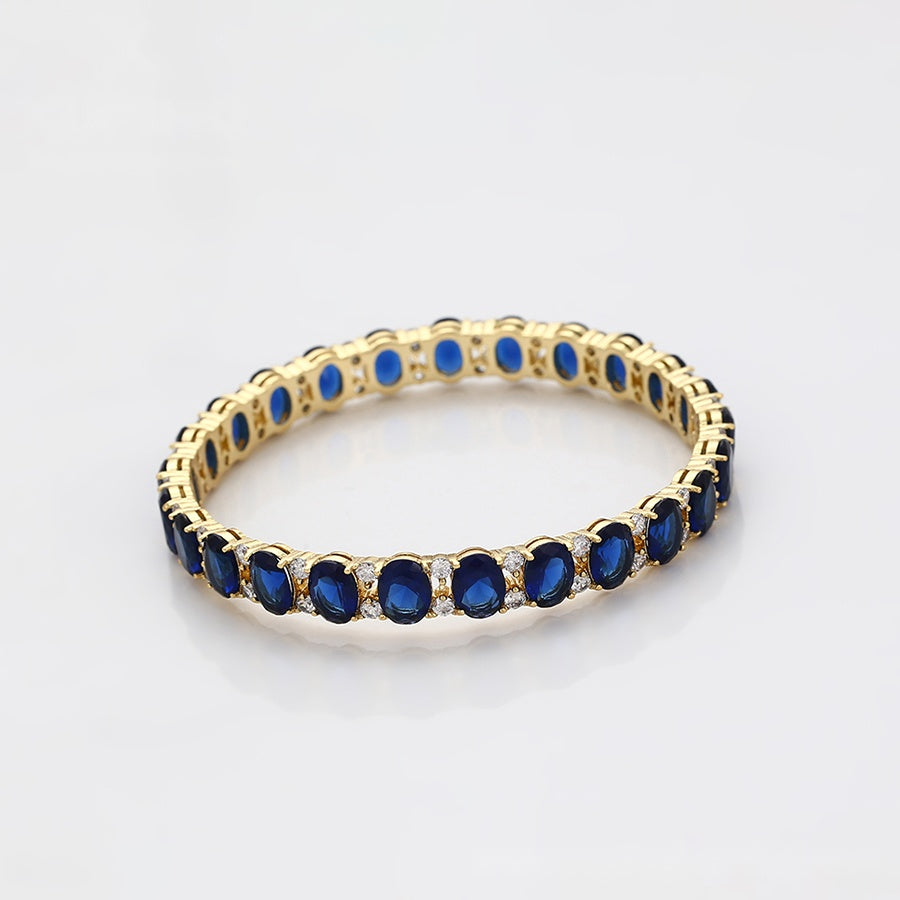 Royal Blue Oval Stone Bangle Bracelet