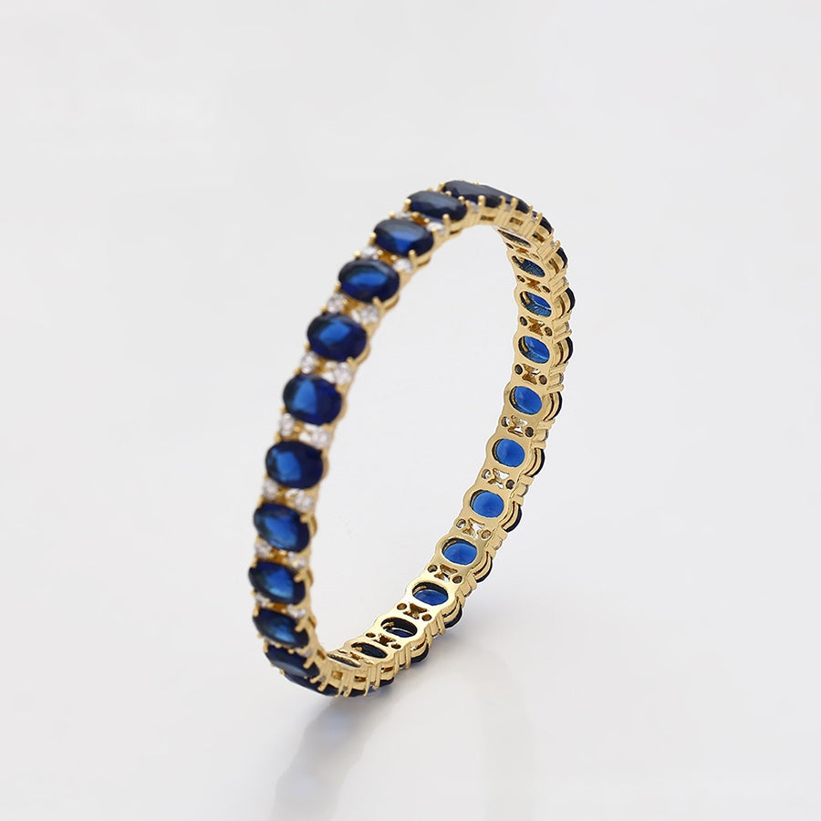 Royal Blue Oval Stone Bangle Bracelet