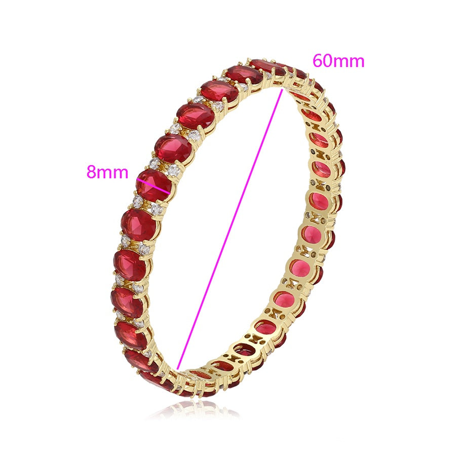Ruby Red Oval Stone Bangle Bracelet