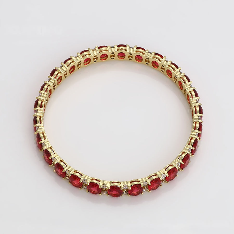 Ruby Red Oval Stone Bangle Bracelet