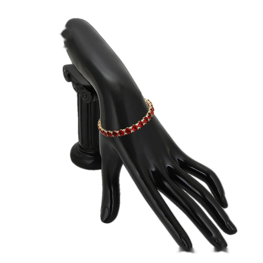 Ruby Red Oval Stone Bangle Bracelet