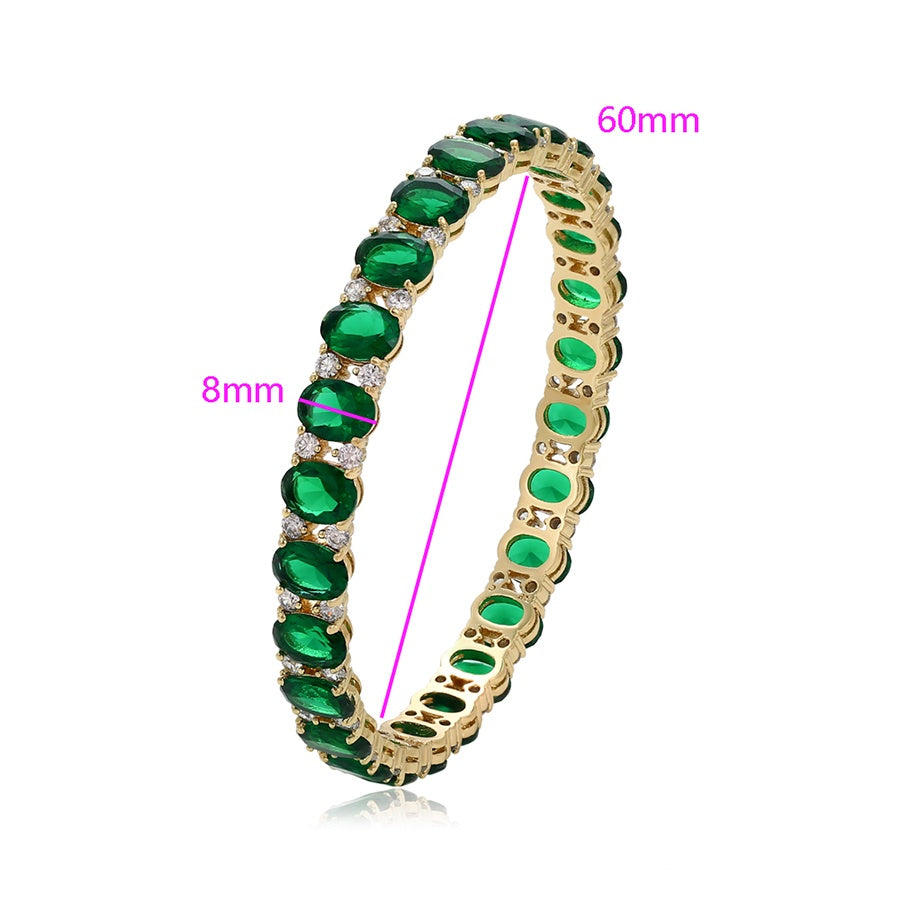 Emerald Green Oval Stone Bangle Bracelet