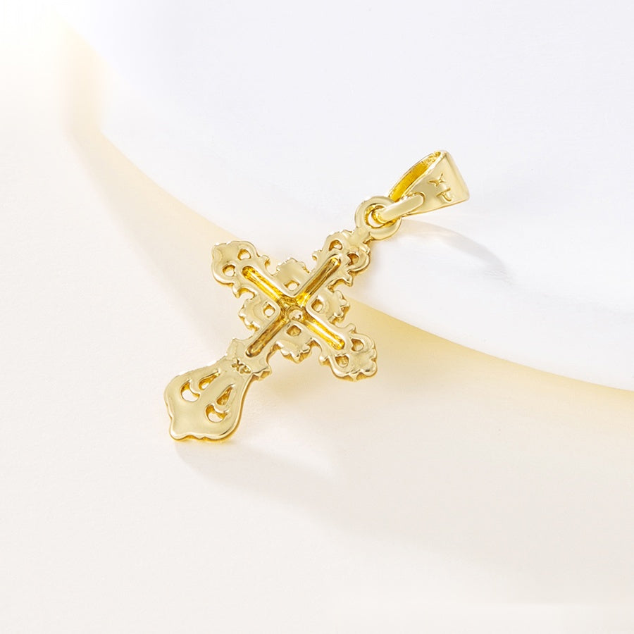 Ornate Gold Cross Pendant Necklace