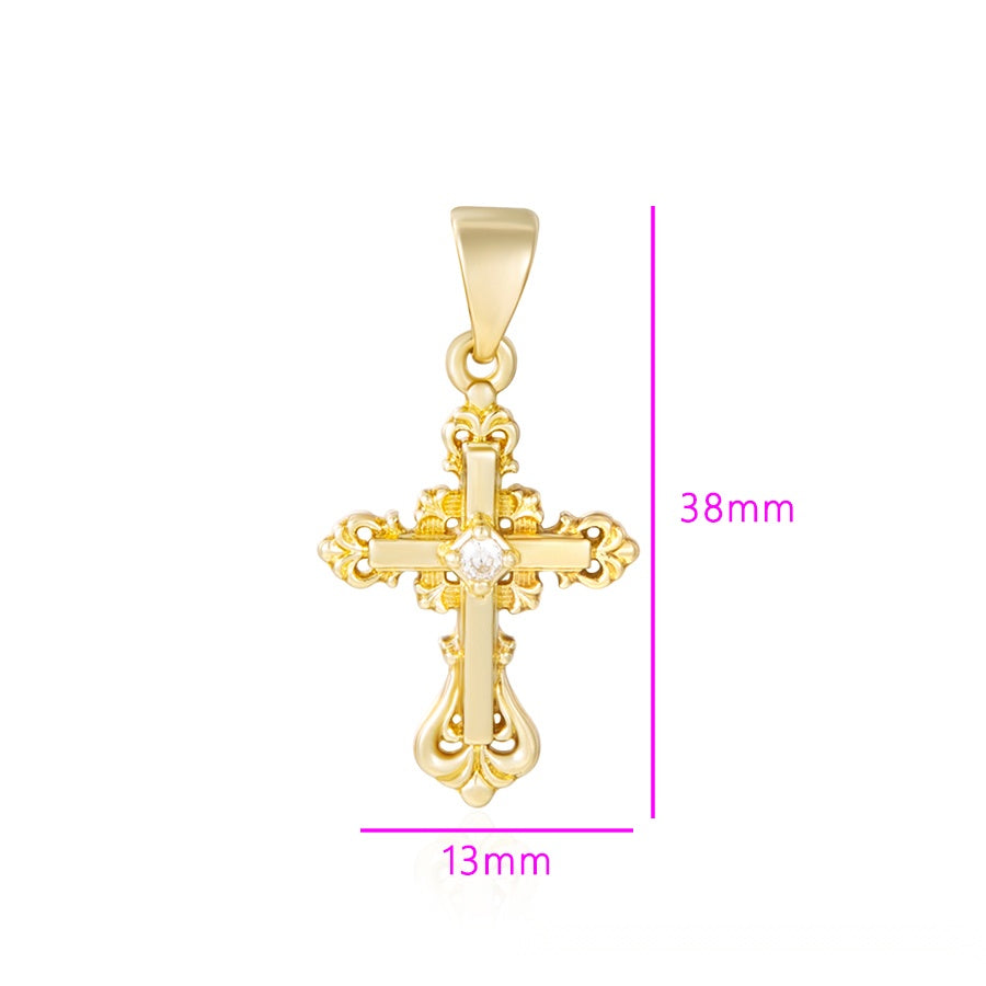 Ornate Gold Cross Pendant Necklace