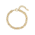 Gold Greek Key Barrel Link Bracelet