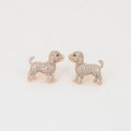 Rose Gold Puppy Stud Earrings with Clear Stones