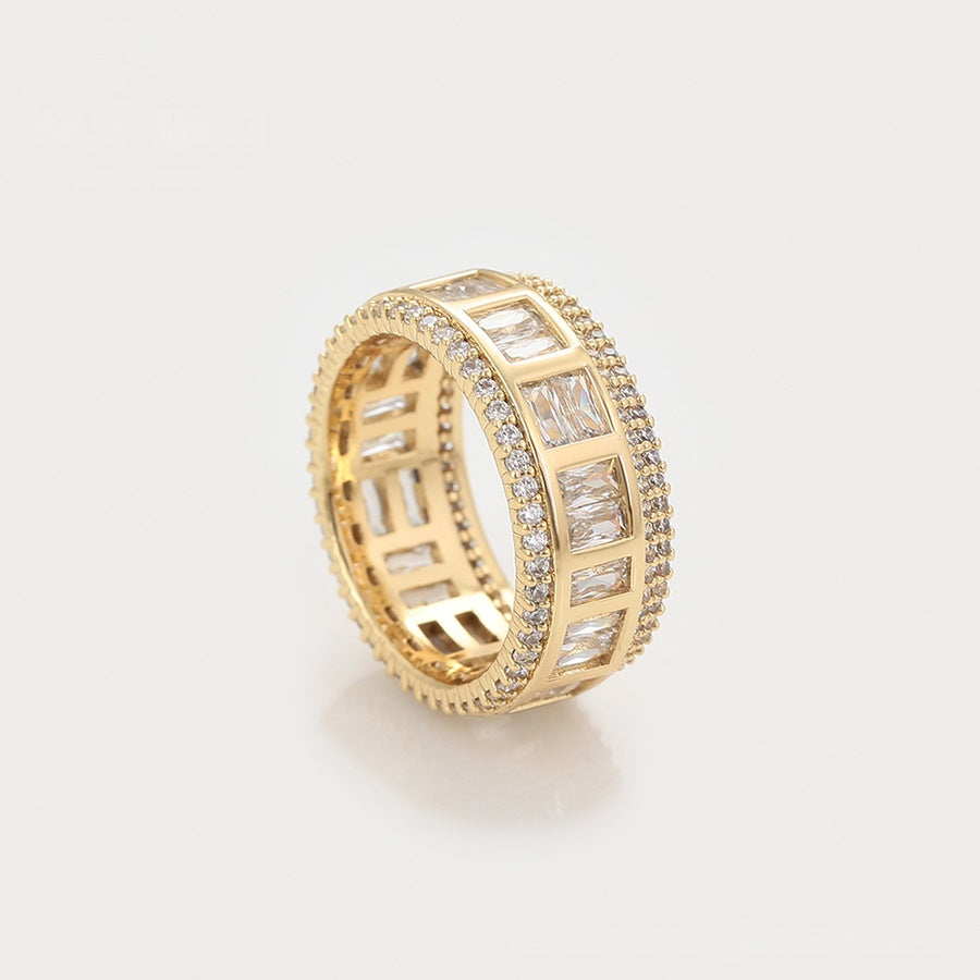 Wide Baguette Crystal Band Ring