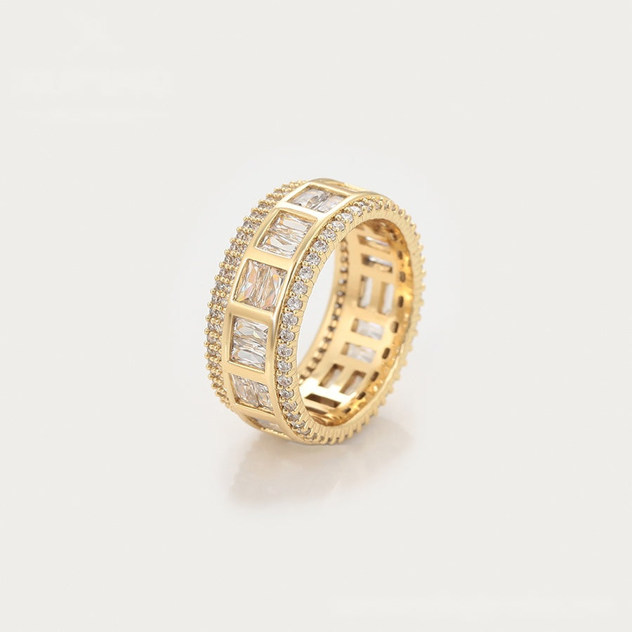 Wide Baguette Crystal Band Ring