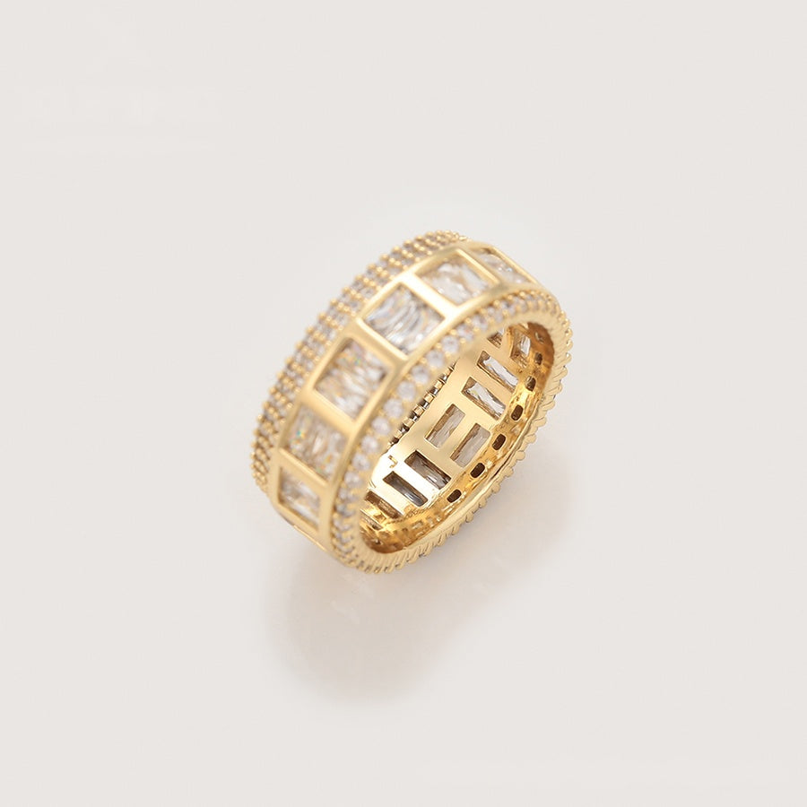 Wide Baguette Crystal Band Ring