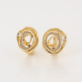 Gold Swirl Hoop Earrings with Crystal Detail