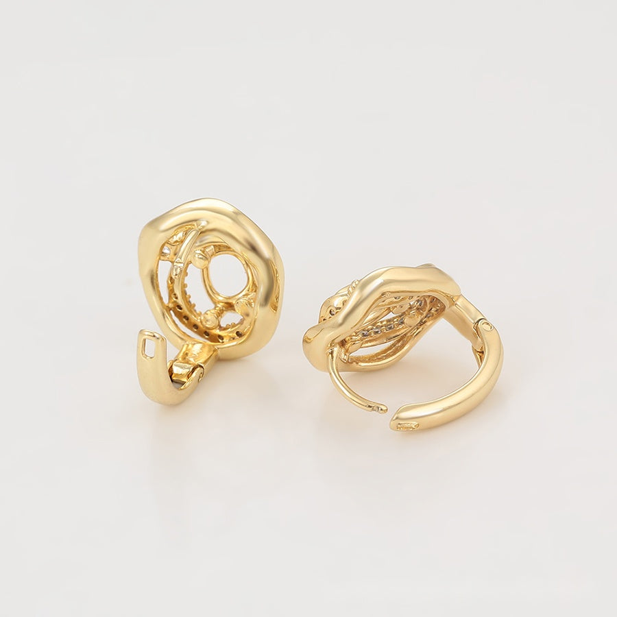 Gold Swirl Hoop Earrings with Crystal Detail