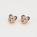 Rose Gold Teddy Bear Earrings with Clear Stones