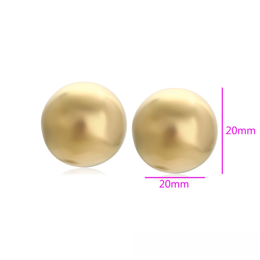 Gold Domed Ball Stud Earrings