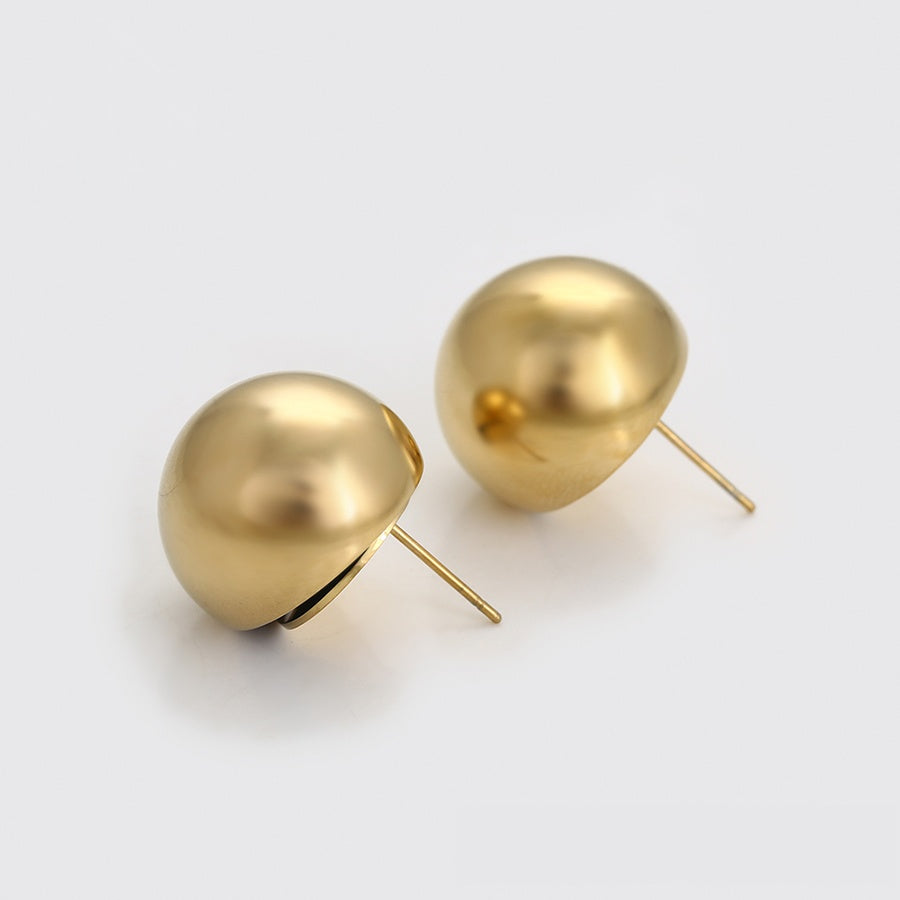 Gold Domed Ball Stud Earrings