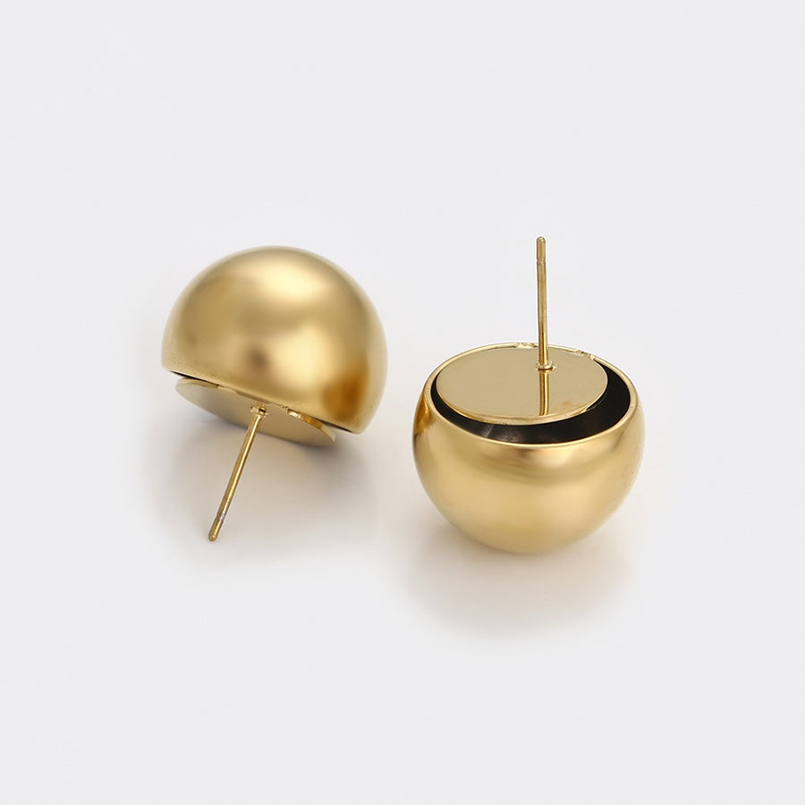 Gold Domed Ball Stud Earrings