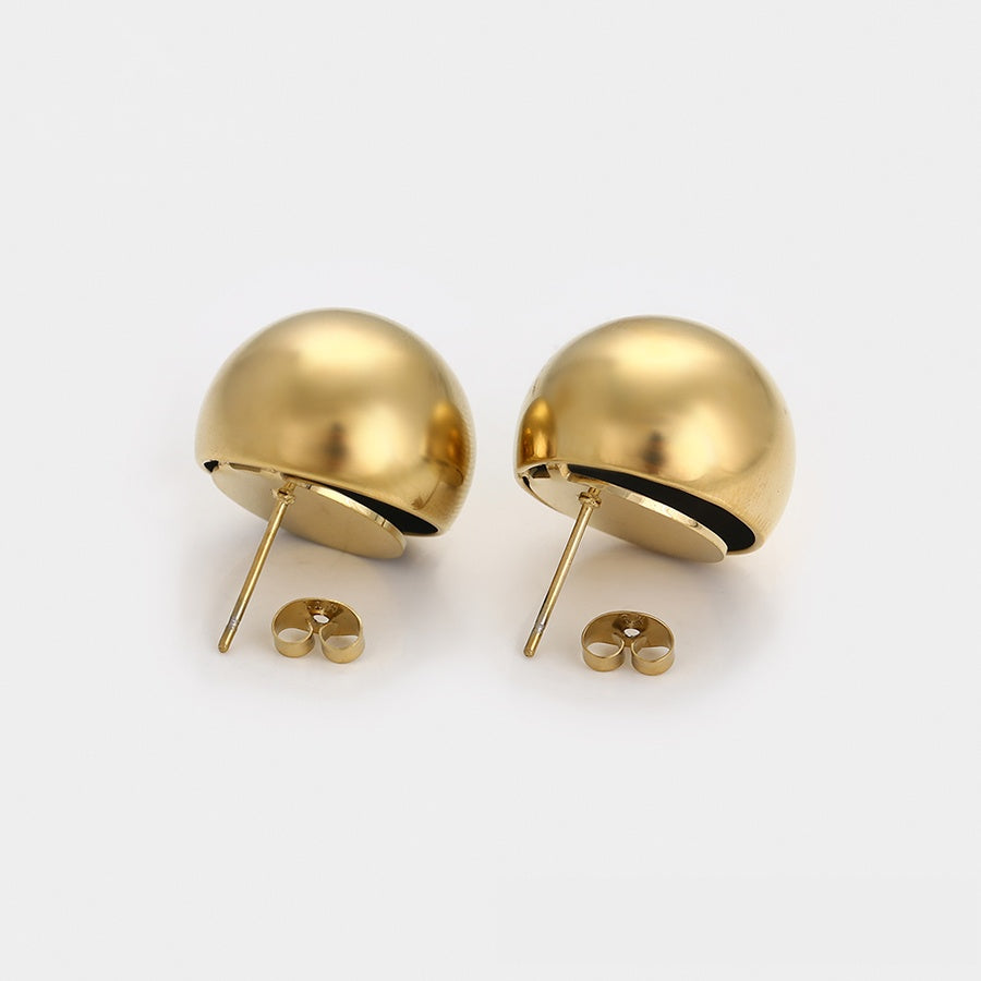 Gold Domed Ball Stud Earrings