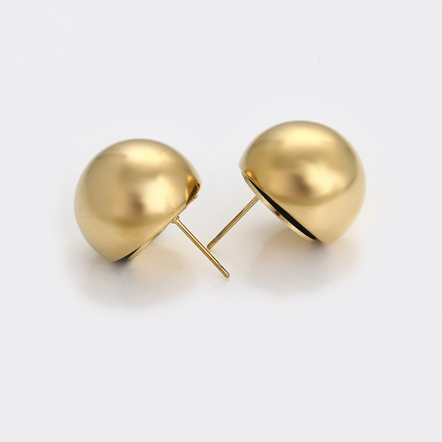 Gold Domed Ball Stud Earrings