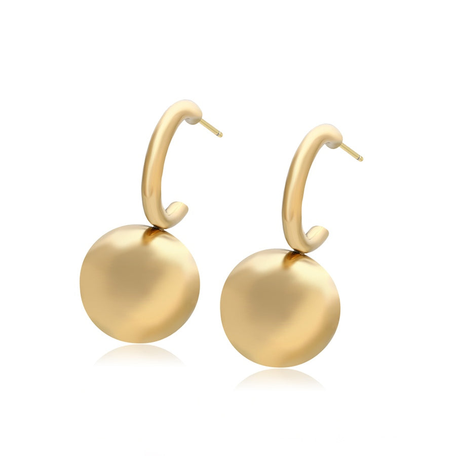 Gold Ball Drop Hoop Earrings
