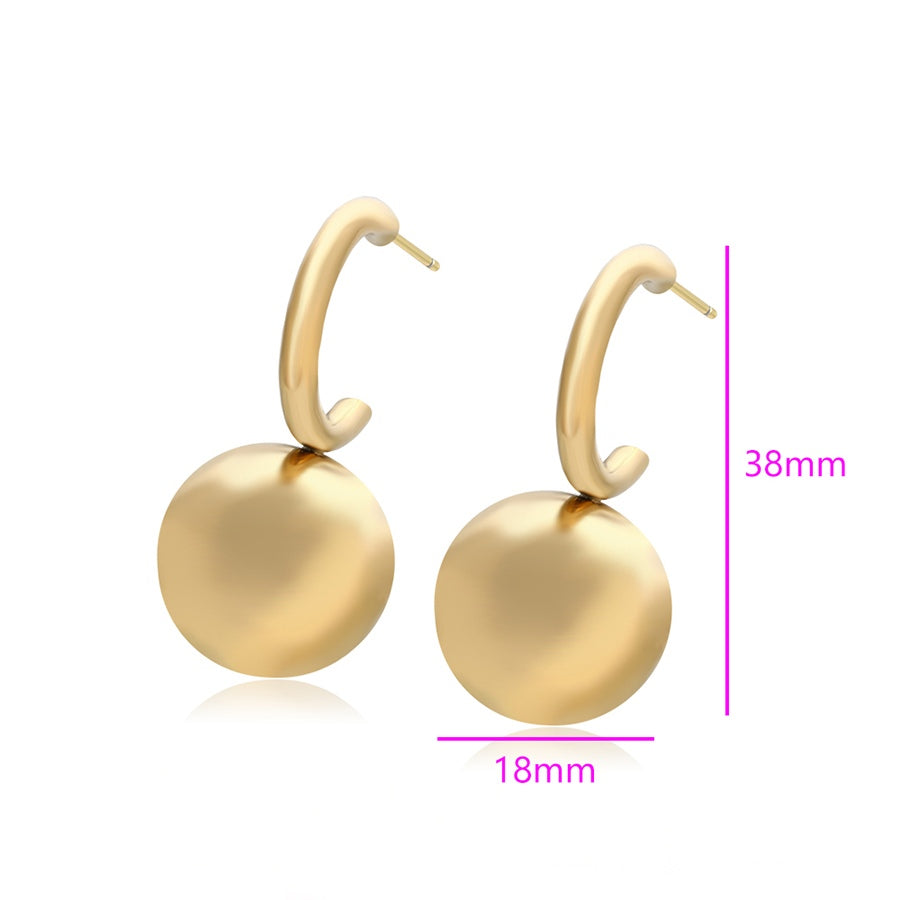 Gold Ball Drop Hoop Earrings